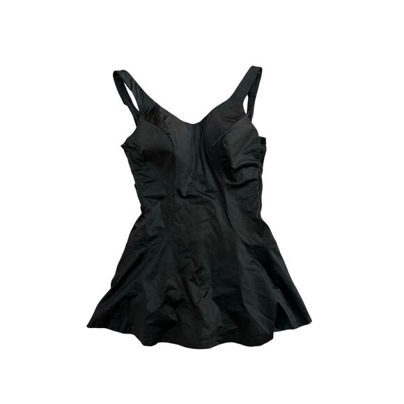 Vintage 1950s Black One Piece Skirted Swimsuit Medium/Large - Picture 1 of 8